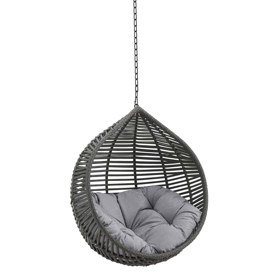 Modway Garner Teardrop Outdoor Patio Swing Chair Without Stand | Outdoor Porch Swings | 