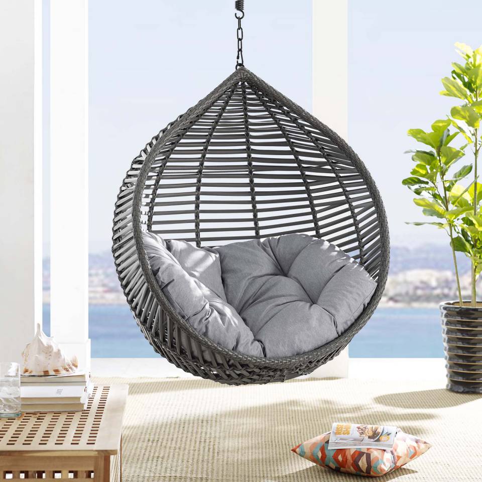 Modway Garner Teardrop Outdoor Patio Swing Chair Without Stand | Outdoor Porch Swings