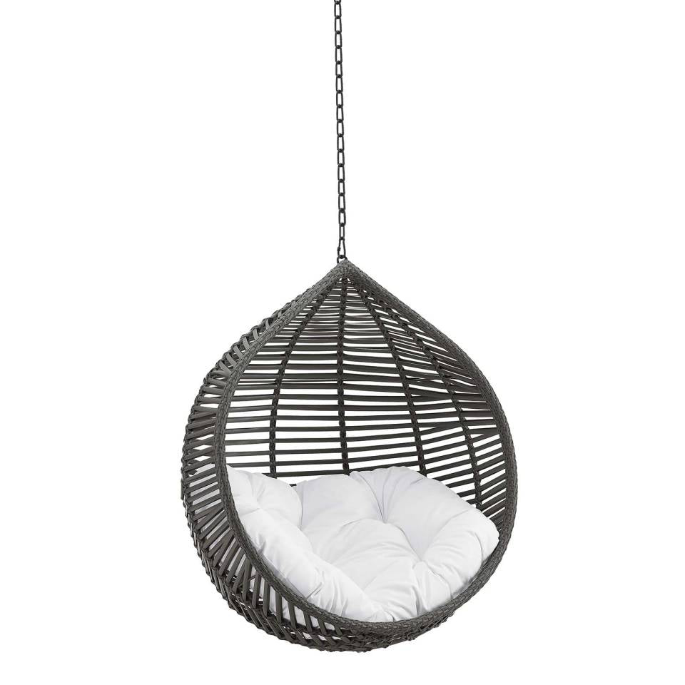 Modway Garner Teardrop Outdoor Patio Swing Chair Without Stand | Outdoor Porch Swings | 