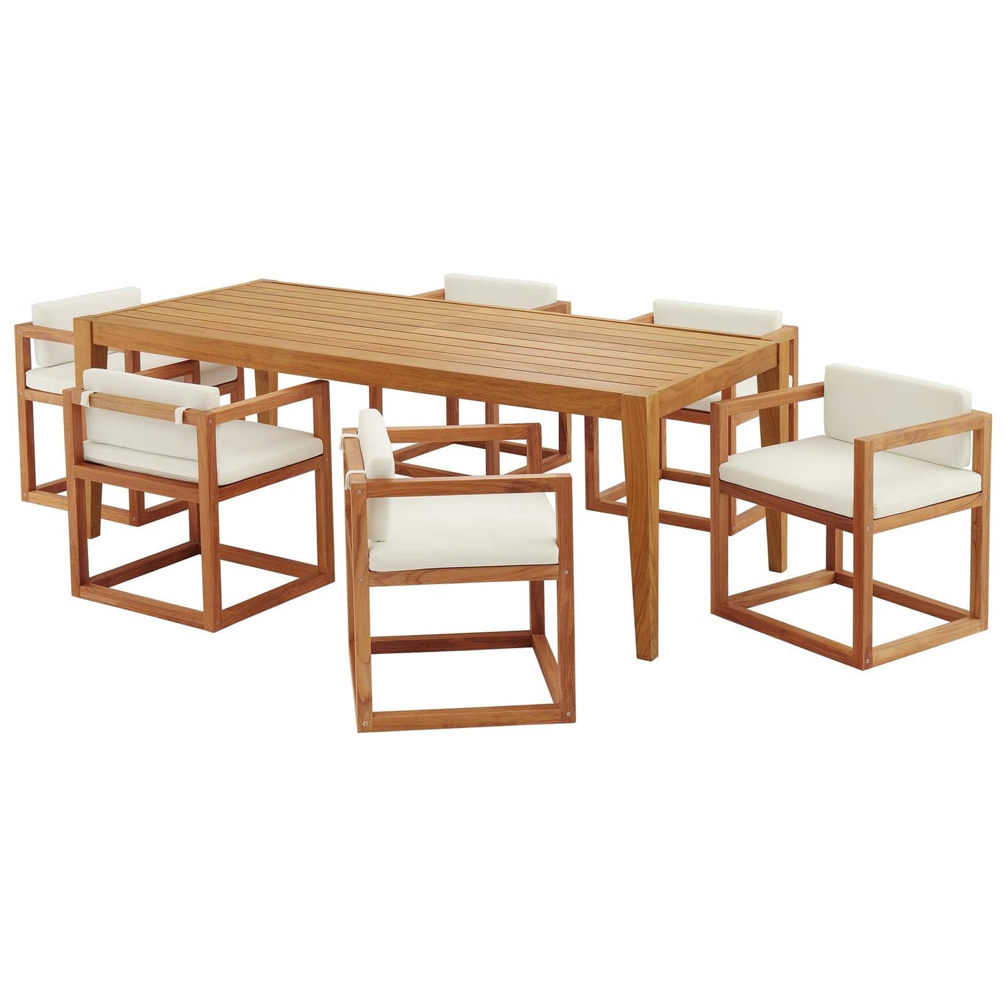Newbury 7 Piece Outdoor Patio Premium Grade A Teak Wood Set By Modway - EEI-3650 | Outdoor Chaise Lounges | Modishstore - 2