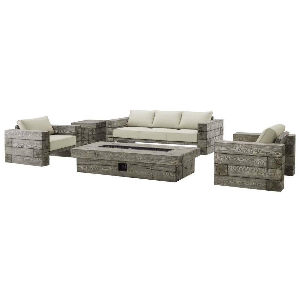 Modway Manteo Rustic Coastal Outdoor Patio Sunbrella® 5 Piece Set | Outdoor Patio Daybed | Modishstore-2