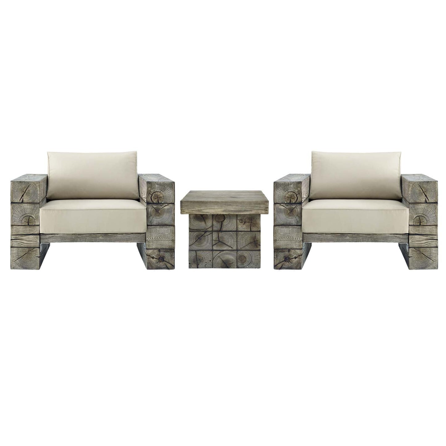 Modway Manteo Rustic Coastal Outdoor Patio Sunbrella® 3 Piece Set | Outdoor Sofas, Loveseats & Sectionals | Modishstore-8