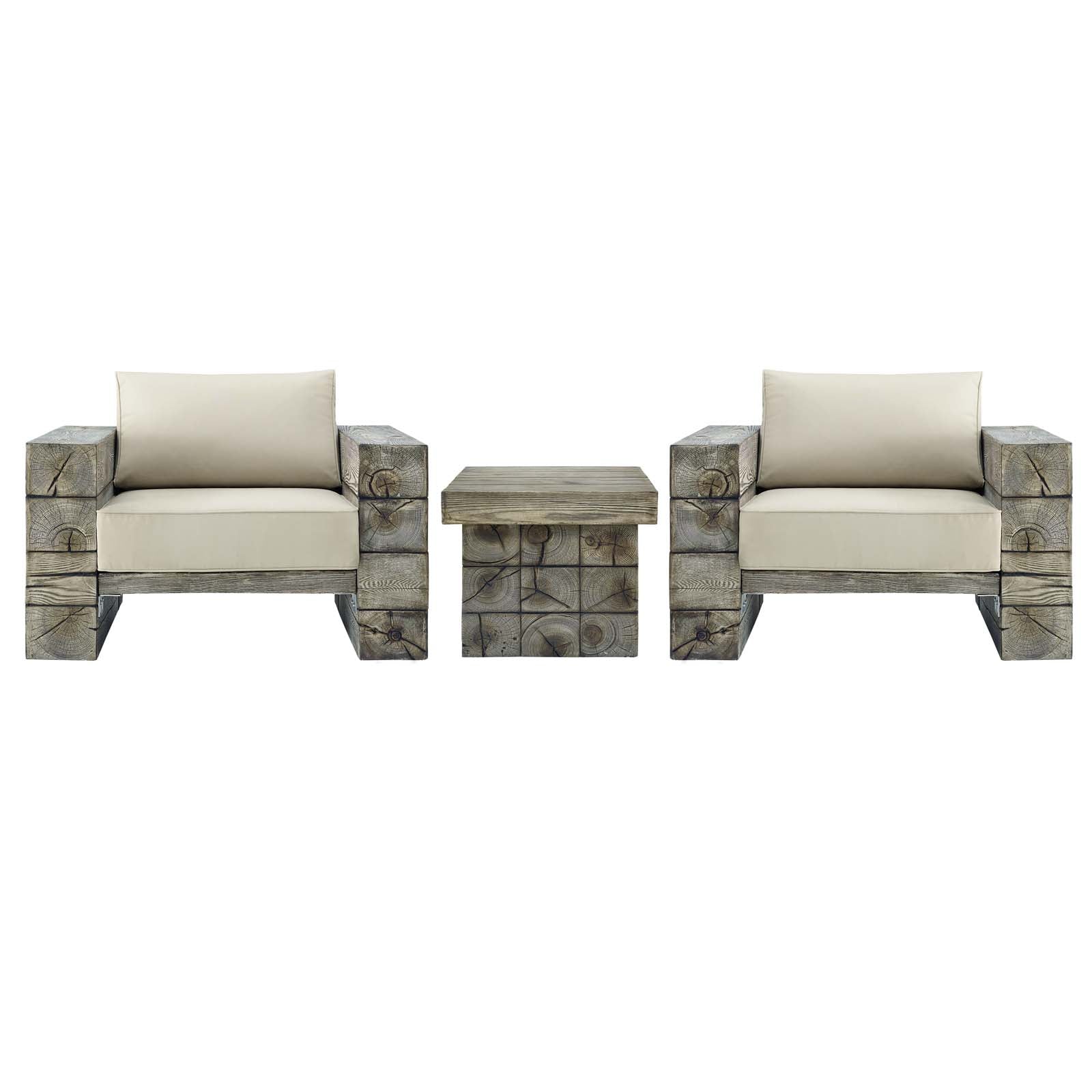 Modway Manteo Rustic Coastal Outdoor Patio Sunbrella® 3 Piece Set | Outdoor Sofas, Loveseats & Sectionals | Modishstore-8