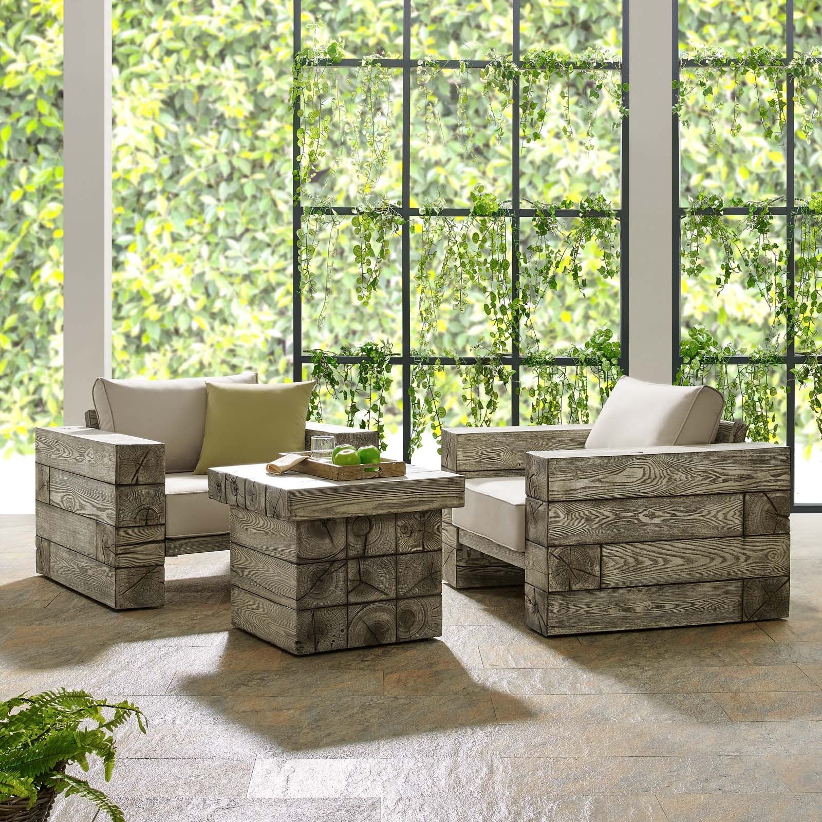 Modway Manteo Rustic Coastal Outdoor Patio Sunbrella® 3 Piece Set | Outdoor Sofas, Loveseats & Sectionals | Modishstore
