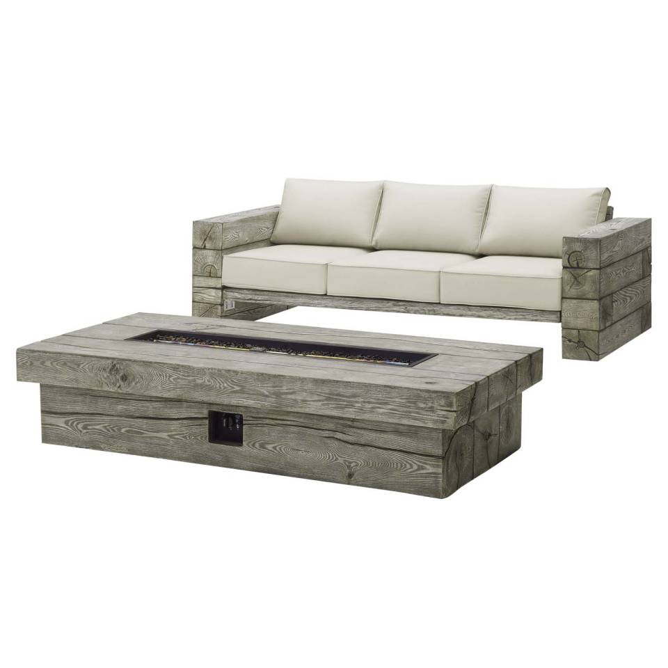 Modway Manteo Rustic Coastal Outdoor Patio Sunbrella® Sofa and Fire Pit Set | Outdoor Sofas, Loveseats & Sectionals | Modishstore-2