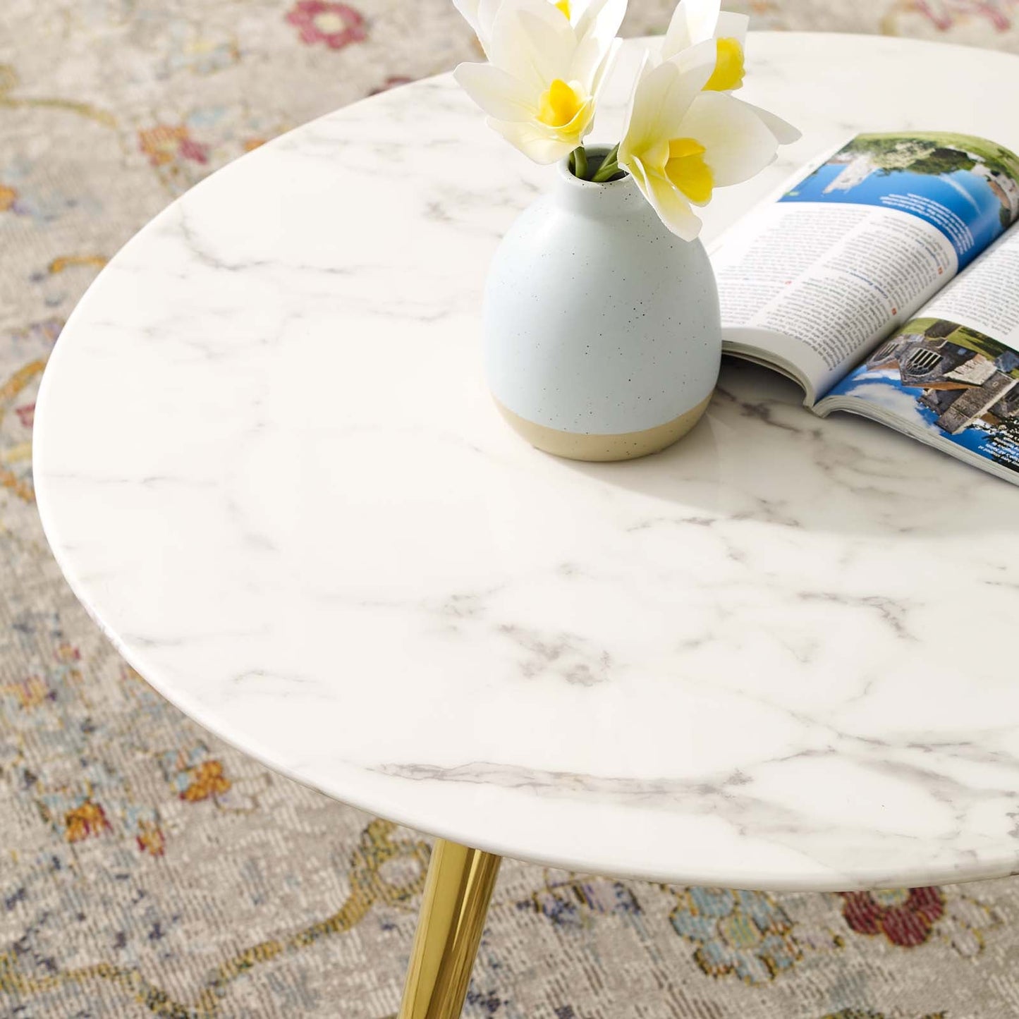 Modway Lippa 28" Round Artificial Marble Coffee Table with Tripod Base | Coffee Tables | Modishstore-3