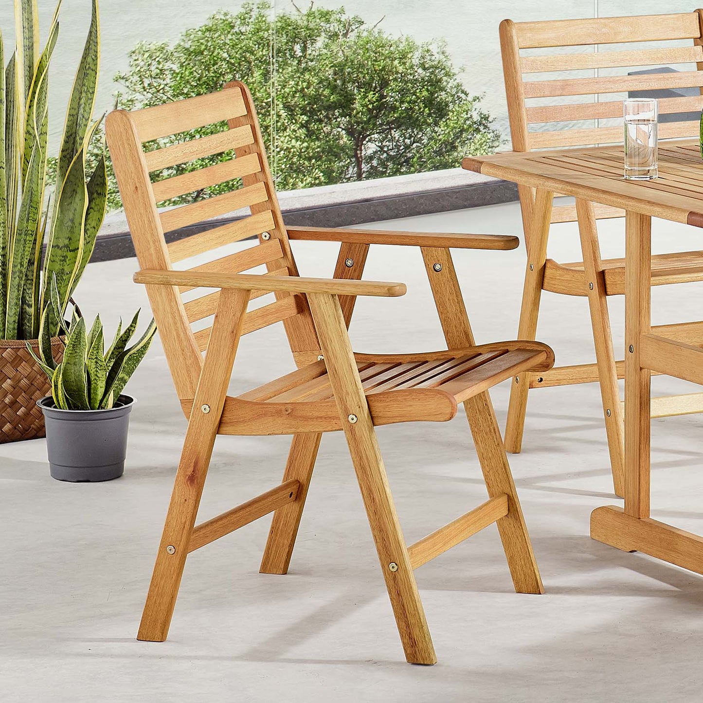 Modway Hatteras Outdoor Patio Eucalyptus Wood Dining Armchair | Armchairs