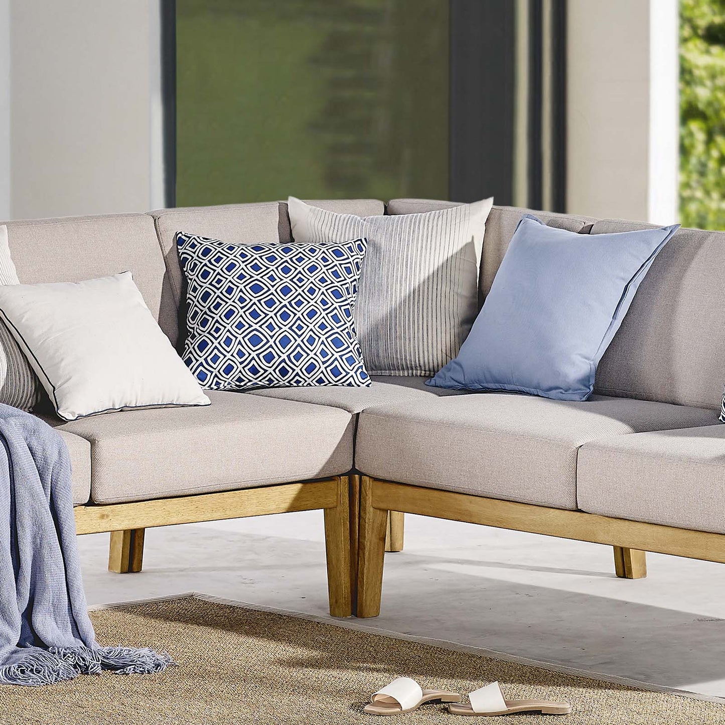 Modway Sedona Outdoor Patio Eucalyptus Wood Sectional Sofa Corner Chair | Outdoor Sofas, Loveseats & Sectionals | Modishstore