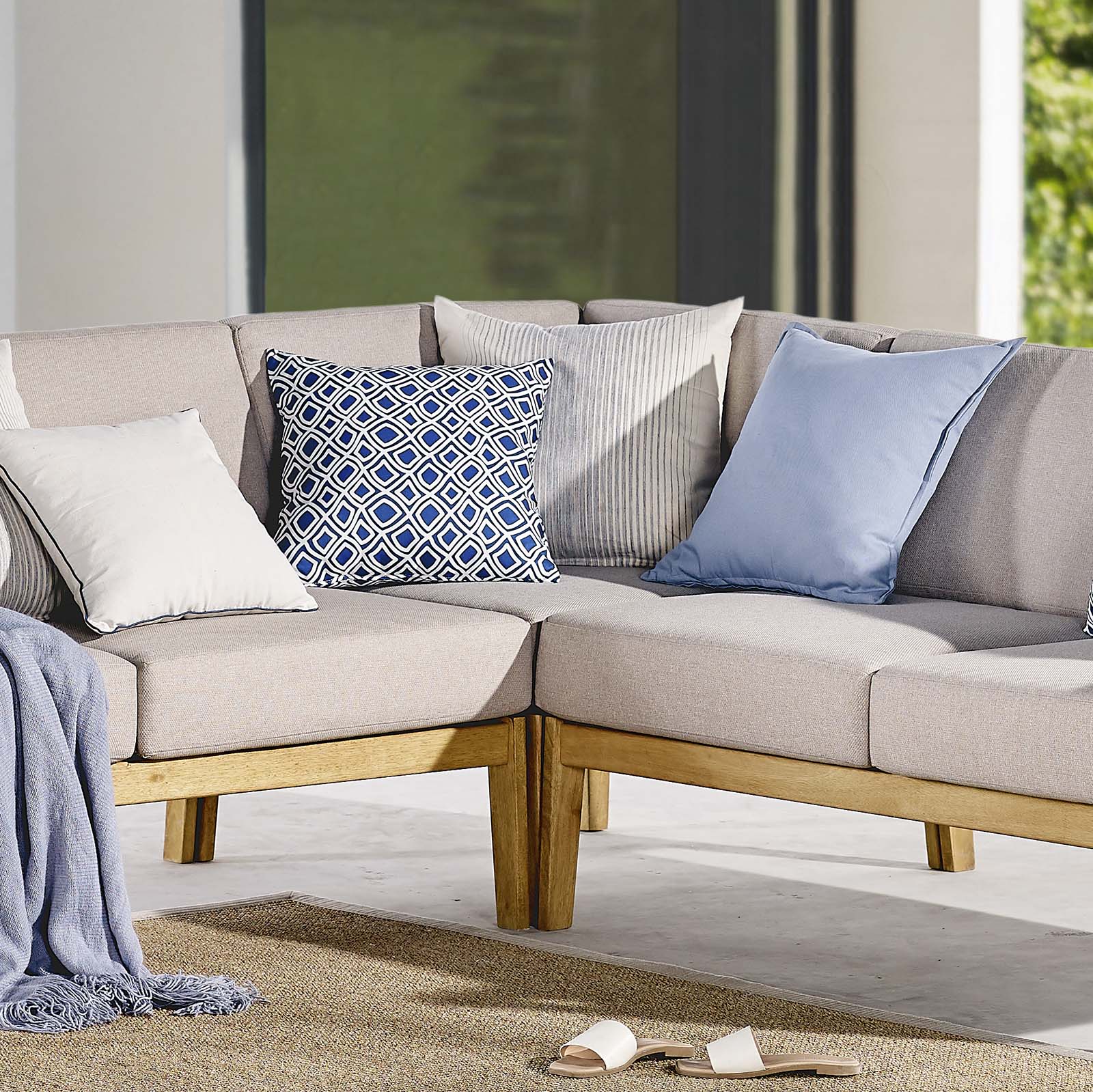 Modway Sedona Outdoor Patio Eucalyptus Wood Sectional Sofa Corner Chair | Outdoor Sofas, Loveseats & Sectionals | Modishstore