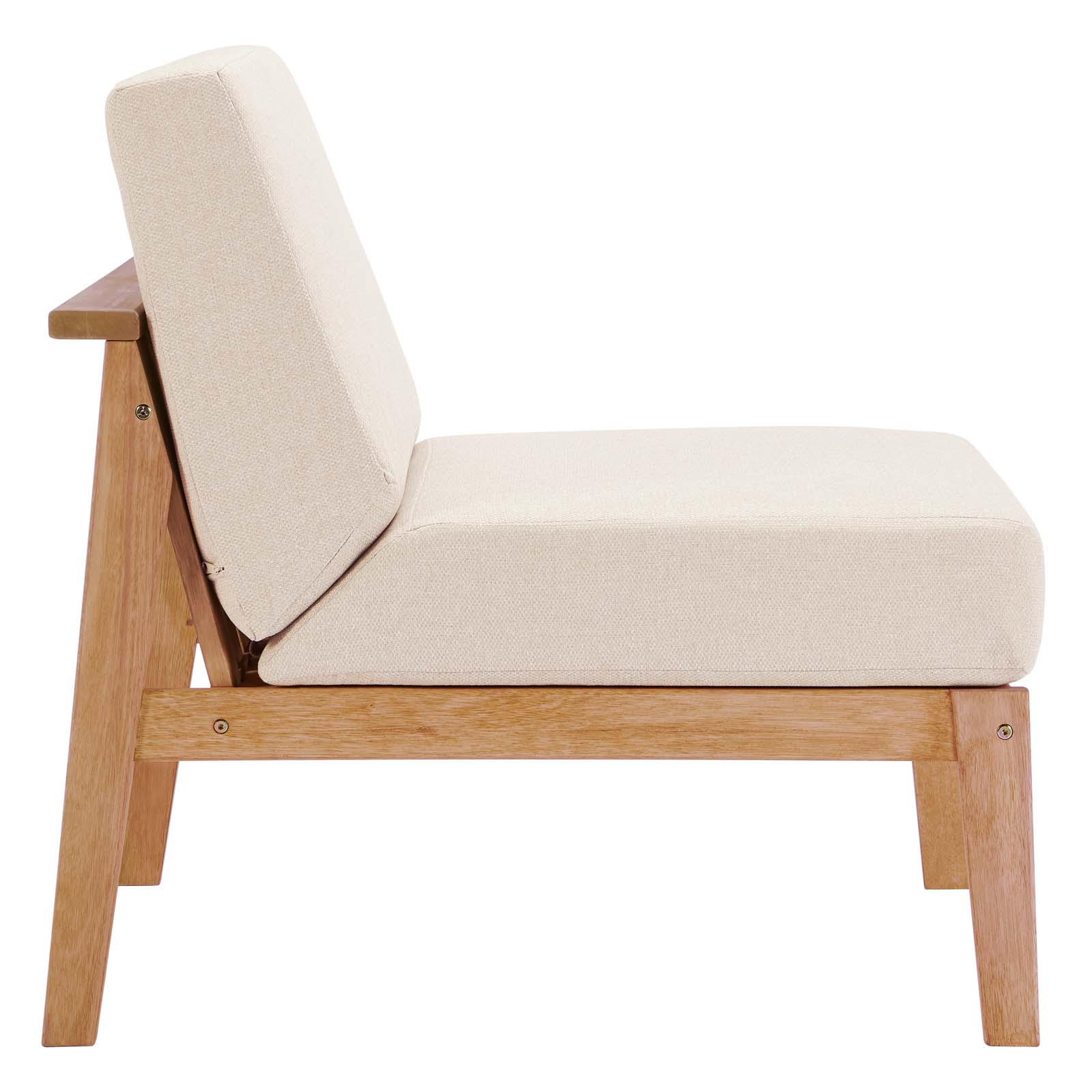 Modway Sedona Outdoor Patio Eucalyptus Wood Sectional Sofa Armless Chair | Accent Chairs | Modishstore-3