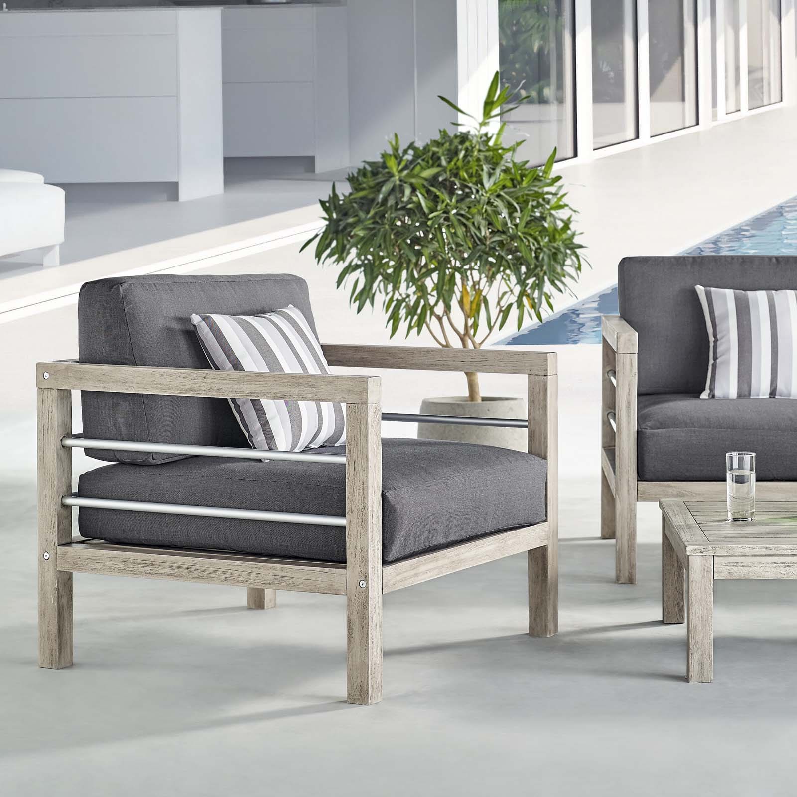 Modway Wiscasset Outdoor Patio Acacia Wood Armchair | Armchairs | Modishstore
