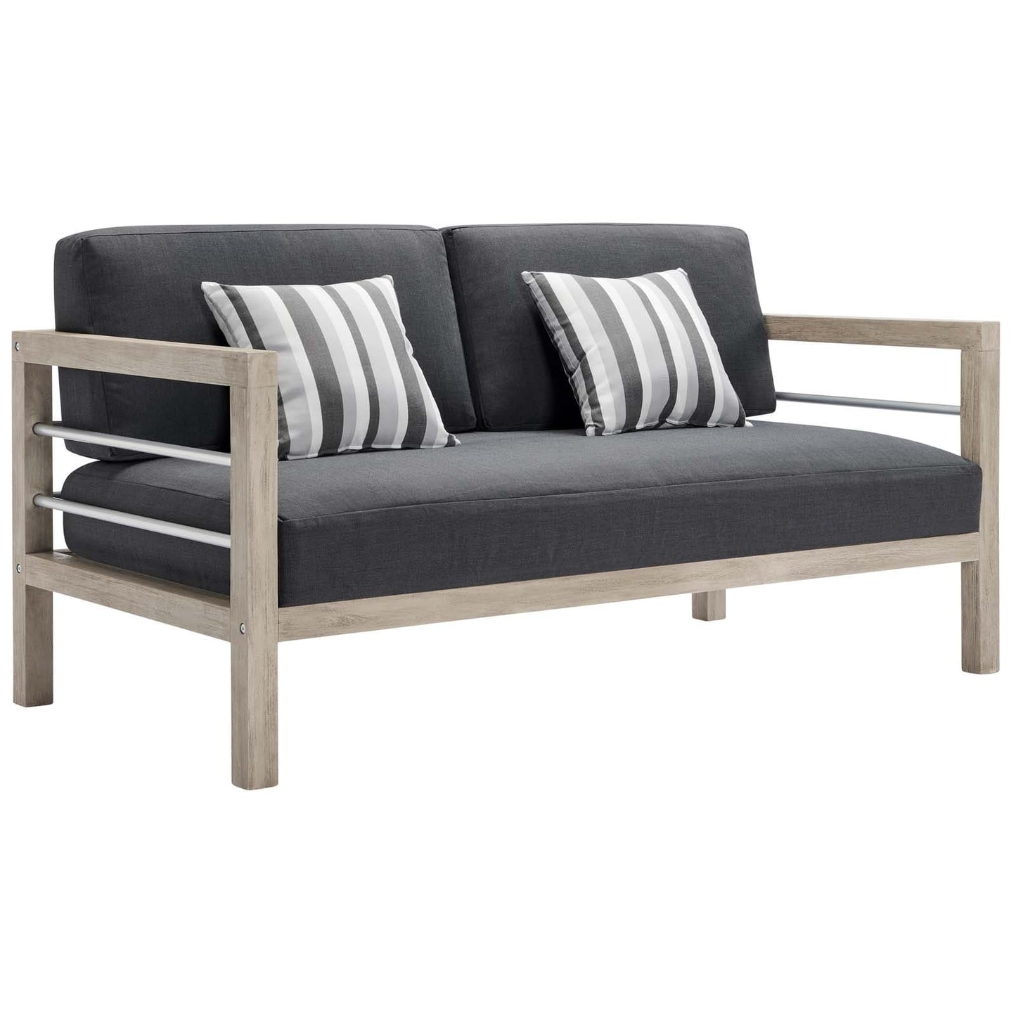 Modway Wiscasset Outdoor Patio Acacia Wood Loveseat | Loveseats | Modishstore-2