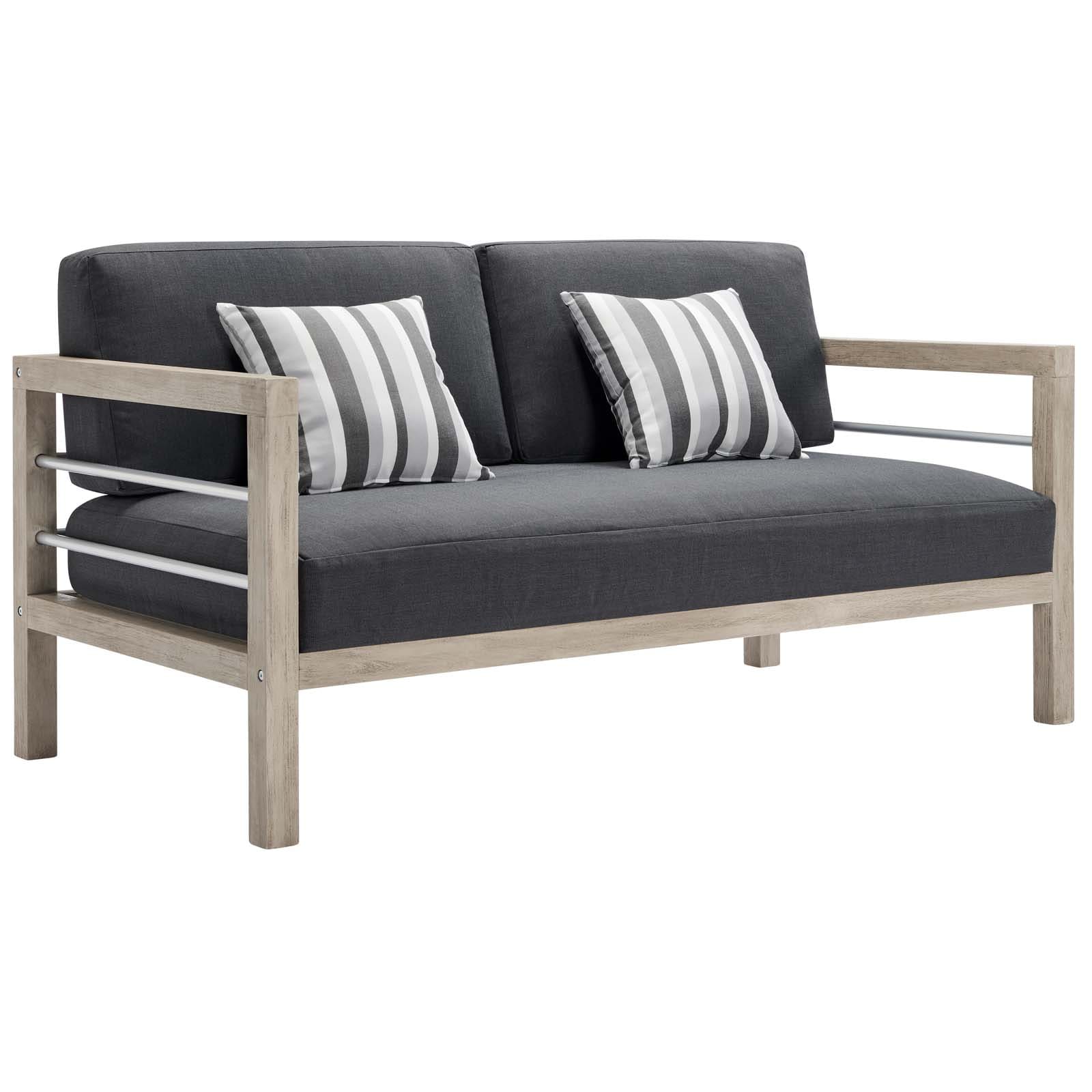 Modway Wiscasset Outdoor Patio Acacia Wood Loveseat | Loveseats | Modishstore-2