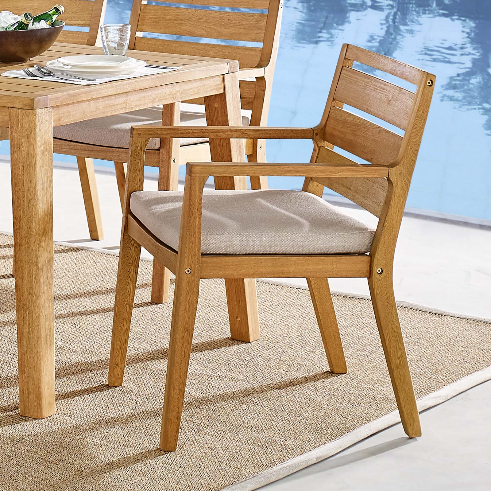 Modway Portsmouth Karri Wood Outdoor Patio Dining Armchair | Armchairs | Modishstore