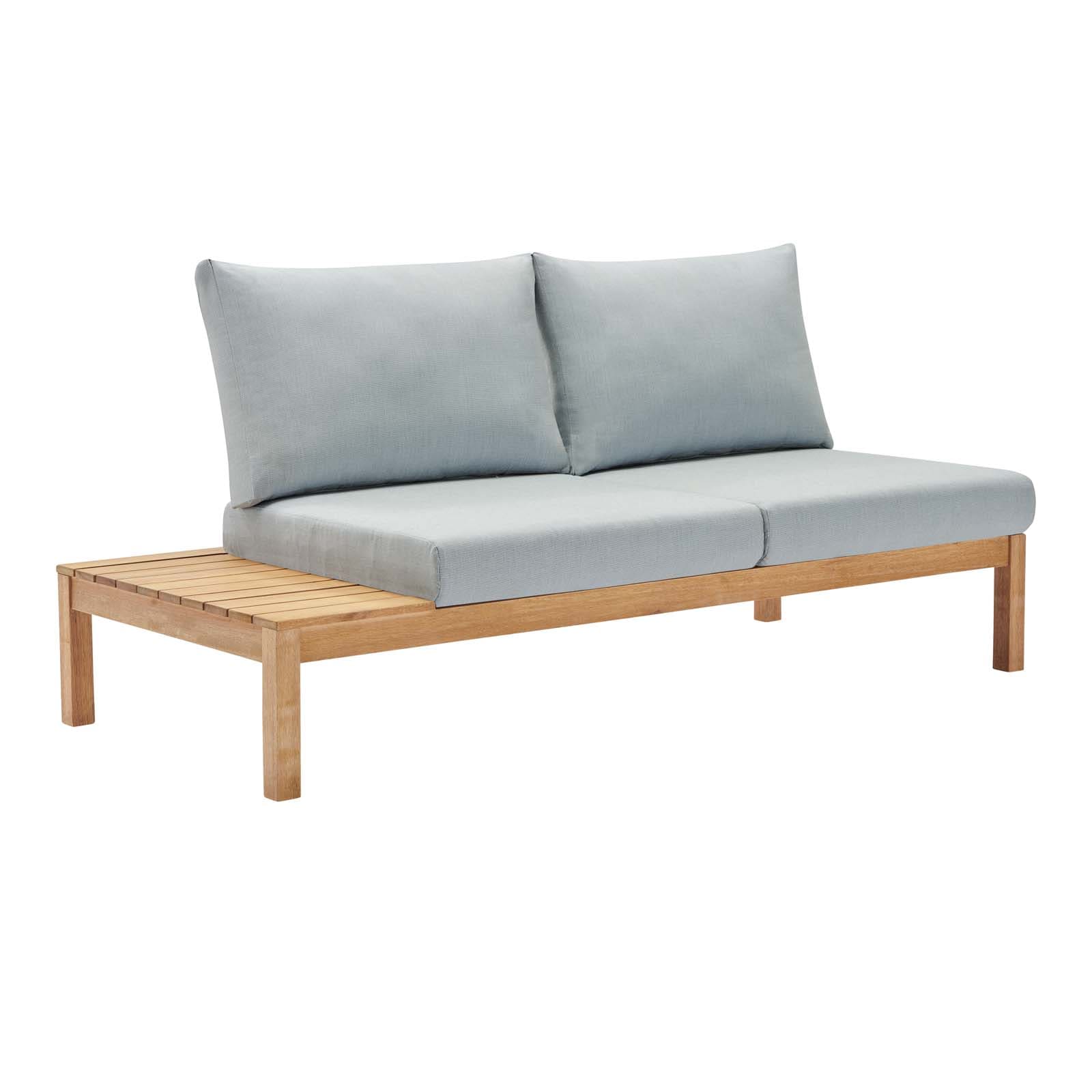 Modway Freeport Karri Wood Outdoor Patio Loveseat with Right-Facing Side End Table | Loveseats | 