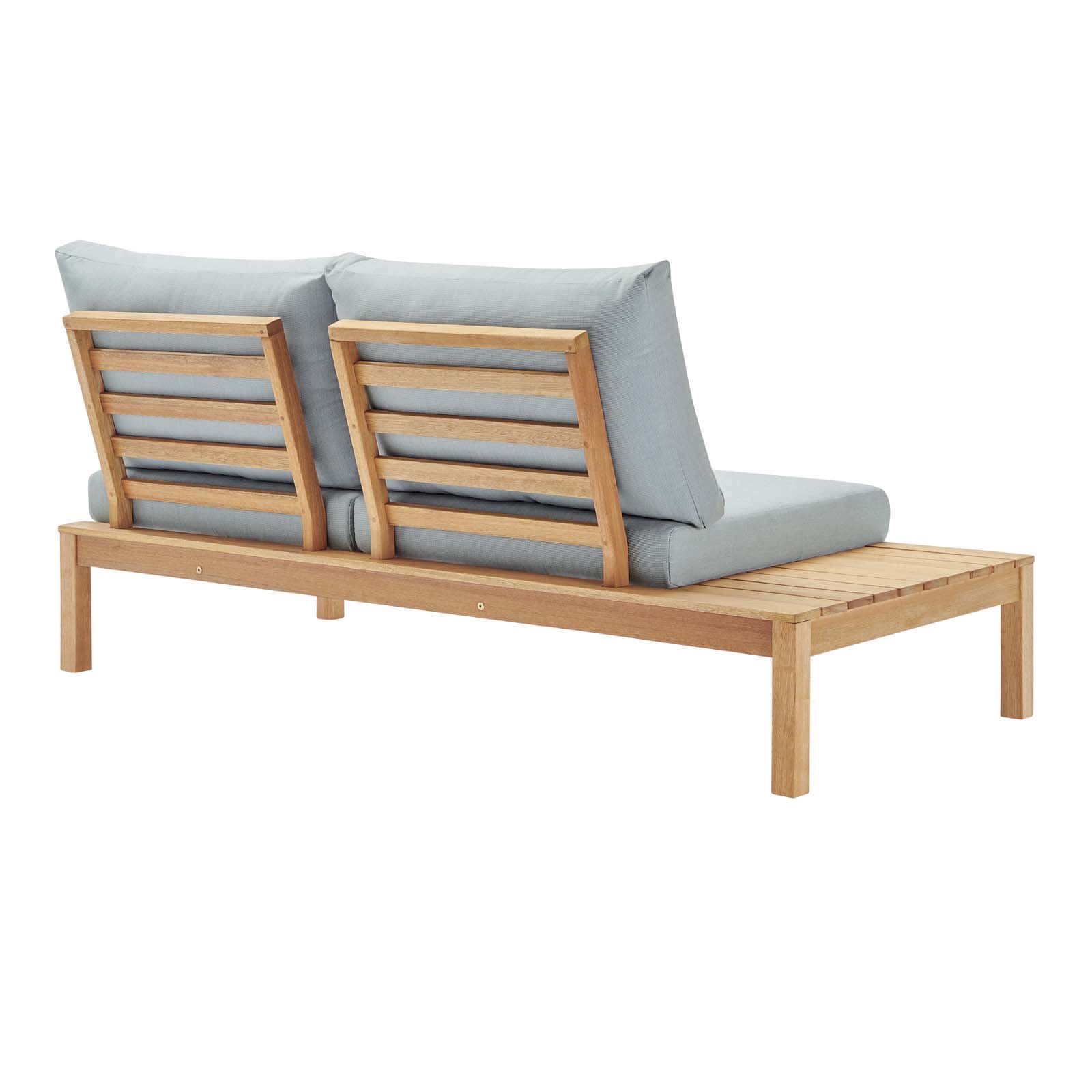 Modway Freeport Karri Wood Outdoor Patio Loveseat with Right-Facing Side End Table | Loveseats | 
