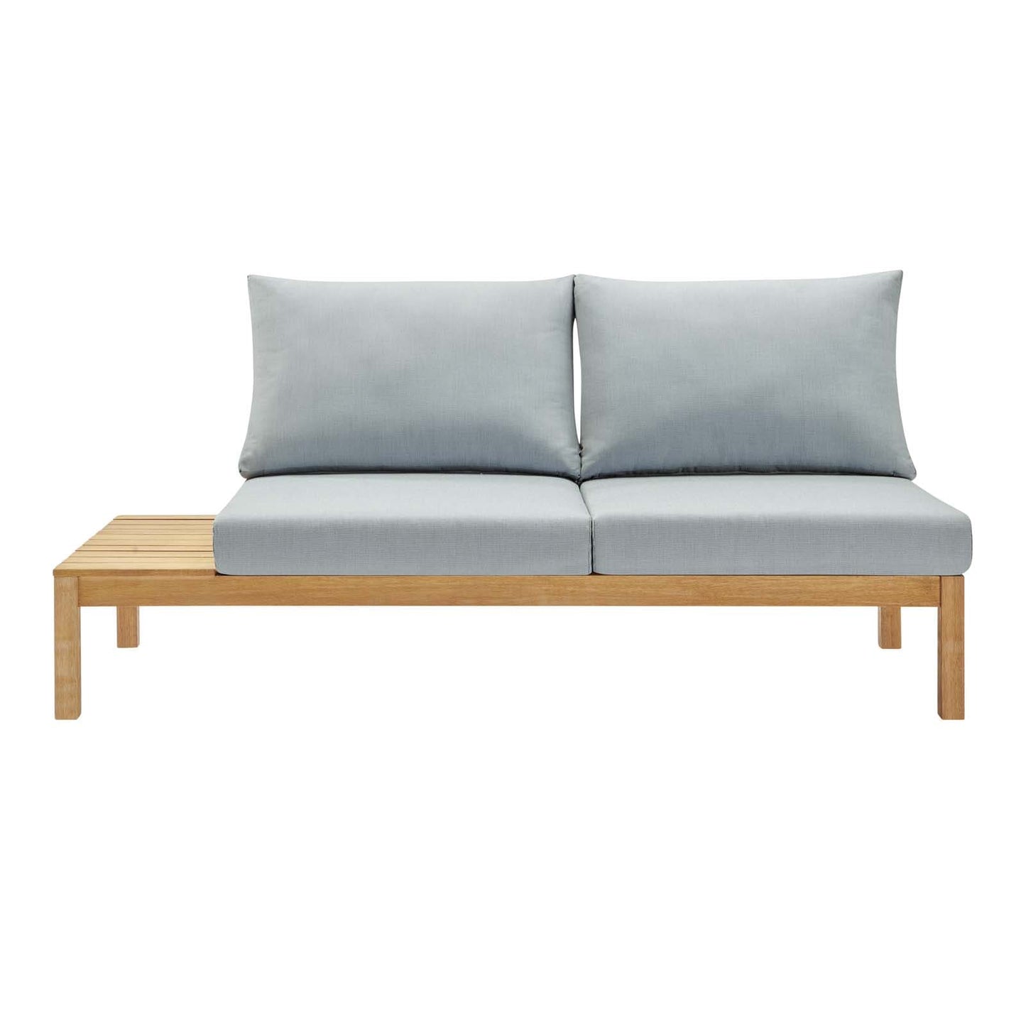 Modway Freeport Karri Wood Outdoor Patio Loveseat with Right-Facing Side End Table | Loveseats | 