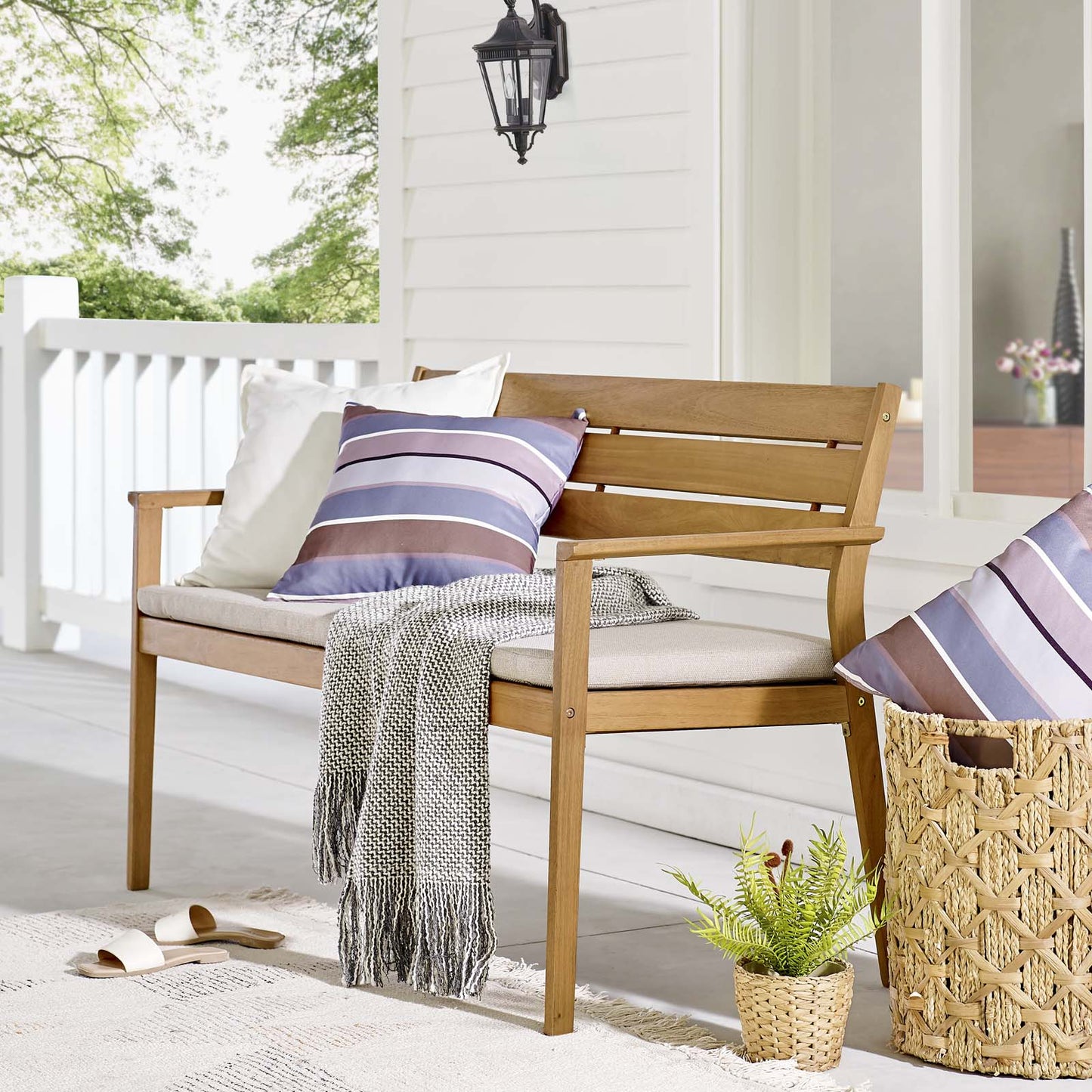 Modway Viewscape Outdoor Patio Ash Wood Loveseat | Loveseats | Modishstore