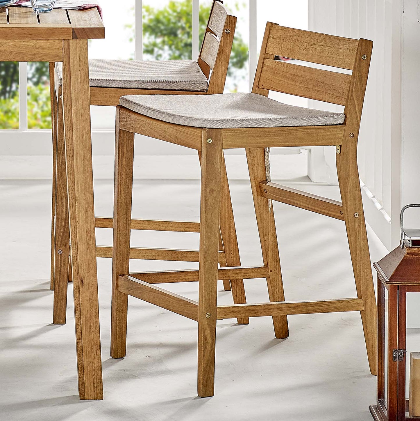Modway Riverlake Outdoor Patio Ash Wood Bar Stool | Bar Stools | Modishstore