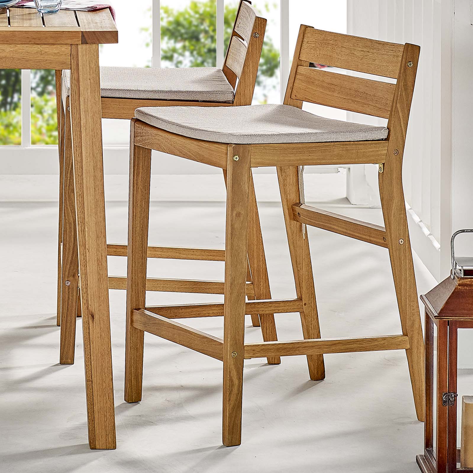 Modway Riverlake Outdoor Patio Ash Wood Bar Stool | Bar Stools | Modishstore