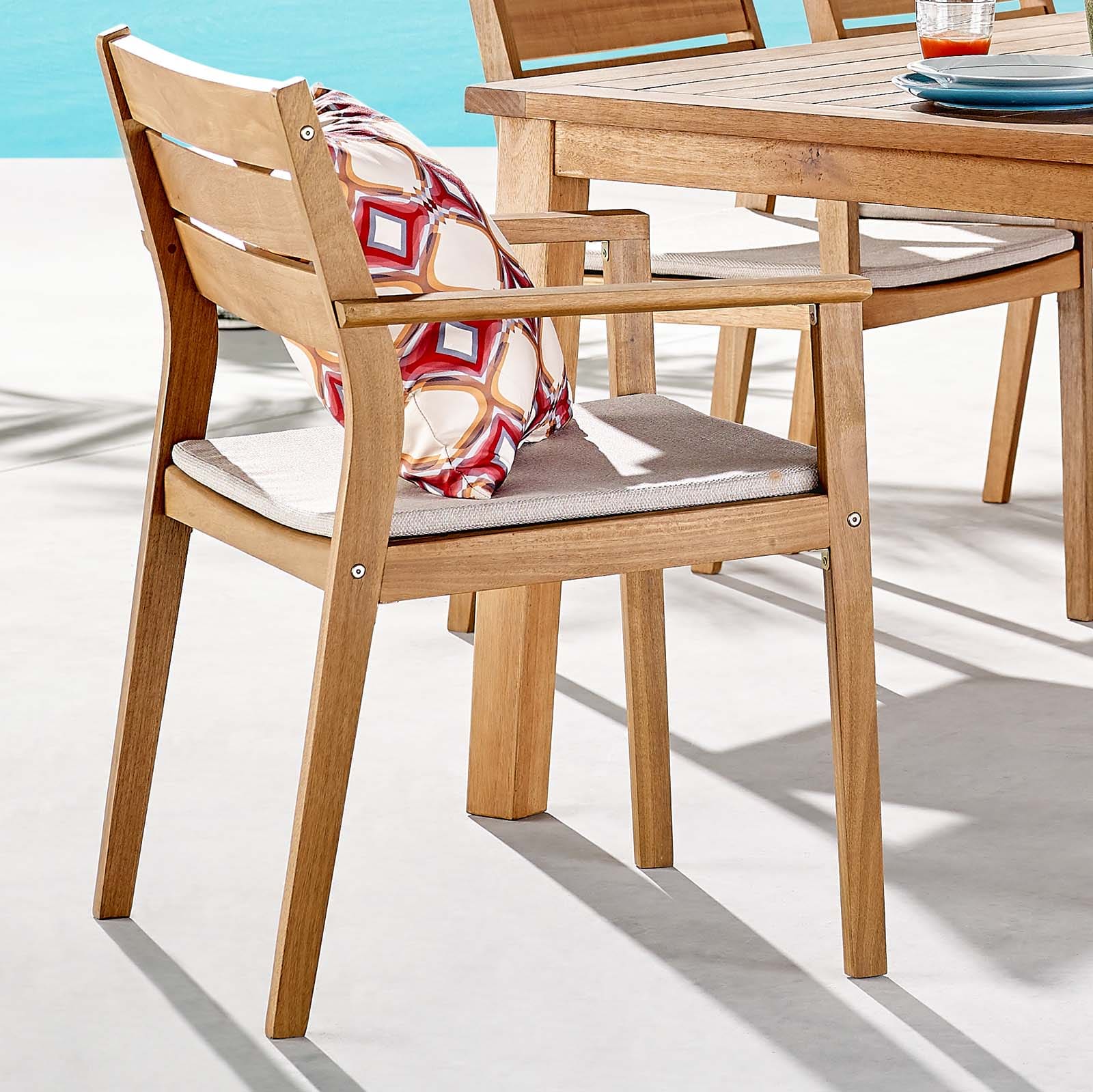 Modway Farmstay Outdoor Patio Teak Wood Dining Armchair | Armchairs