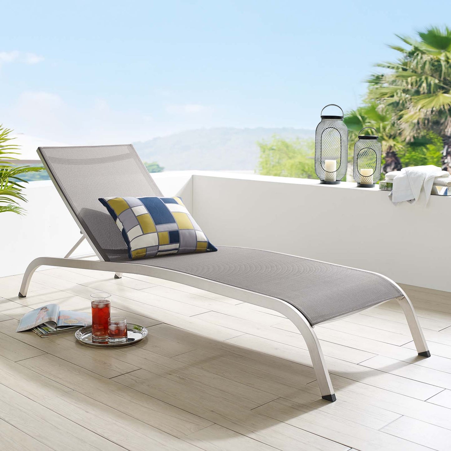 Modway Savannah Mesh Chaise Outdoor Patio Aluminum Lounge Chair | Outdoor Recliners & Lounge Chairs | Modishstore-7