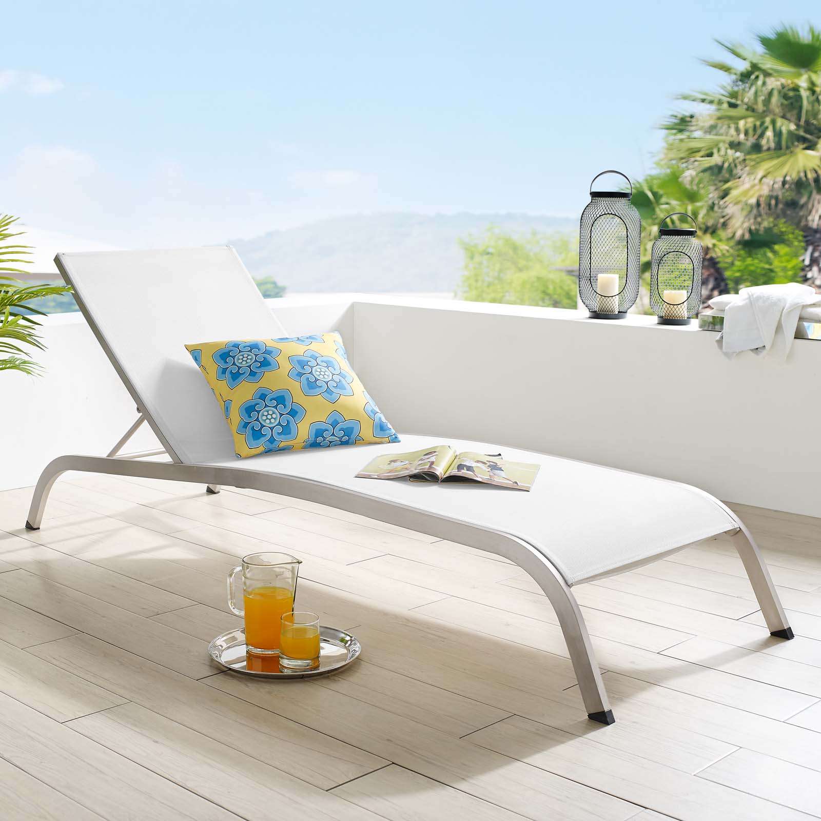 Modway Savannah Mesh Chaise Outdoor Patio Aluminum Lounge Chair | Outdoor Recliners & Lounge Chairs | Modishstore-14
