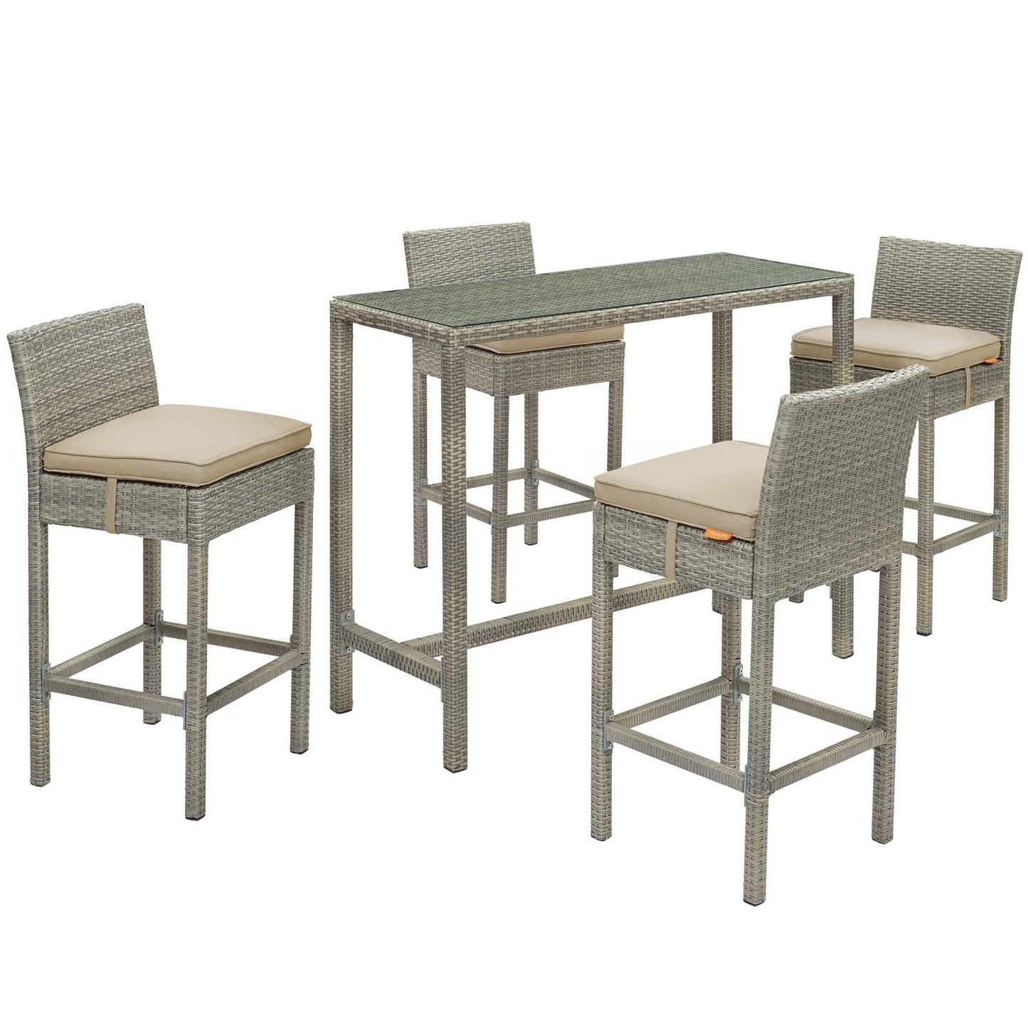 Modway Conduit 5 Piece Outdoor Patio Wicker Rattan Set