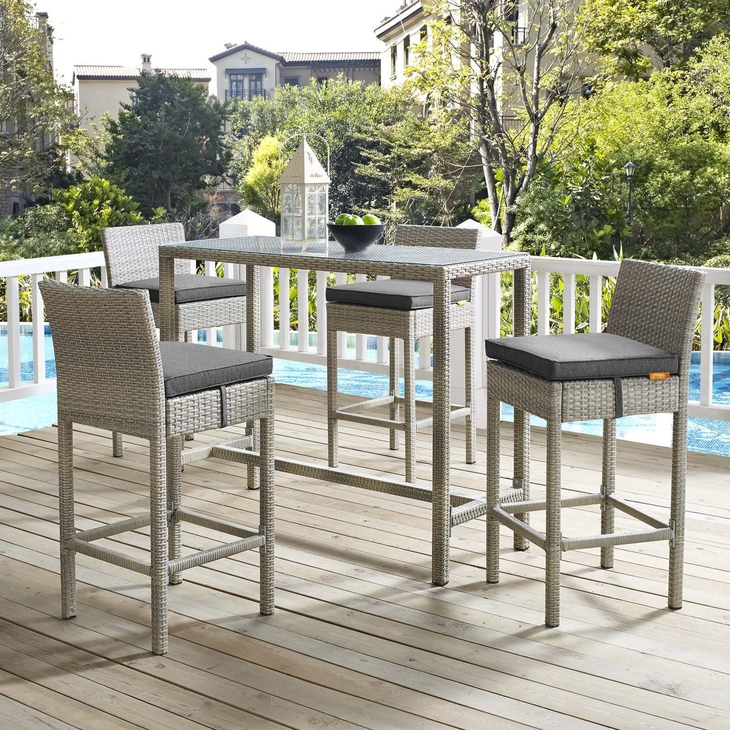 Modway Conduit 5 Piece Outdoor Patio Wicker Rattan Set