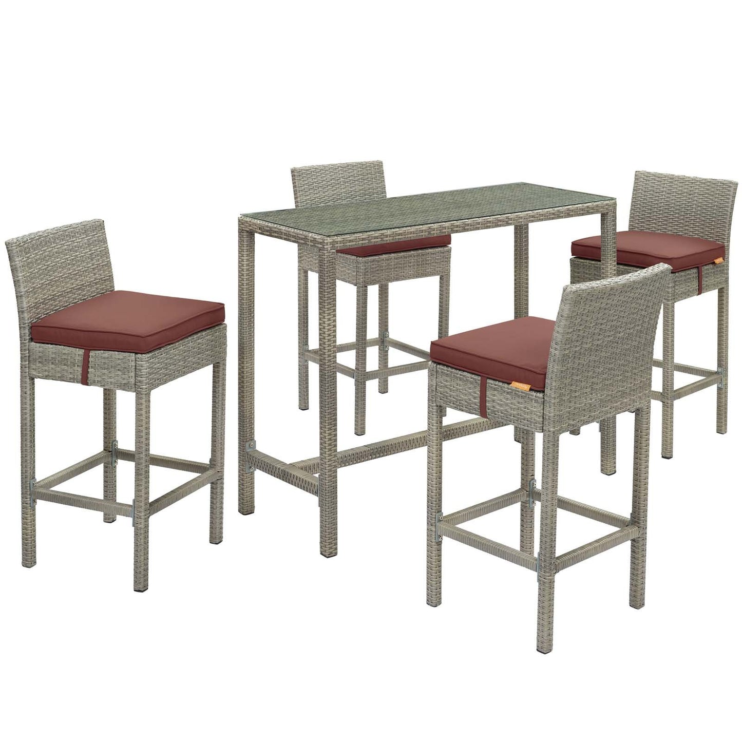Modway Conduit 5 Piece Outdoor Patio Wicker Rattan Set