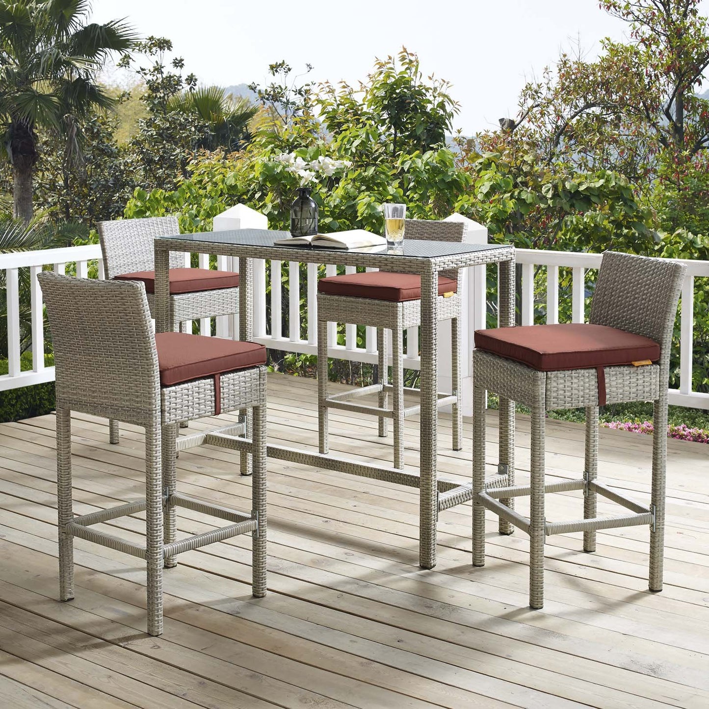 Modway Conduit 5 Piece Outdoor Patio Wicker Rattan Set