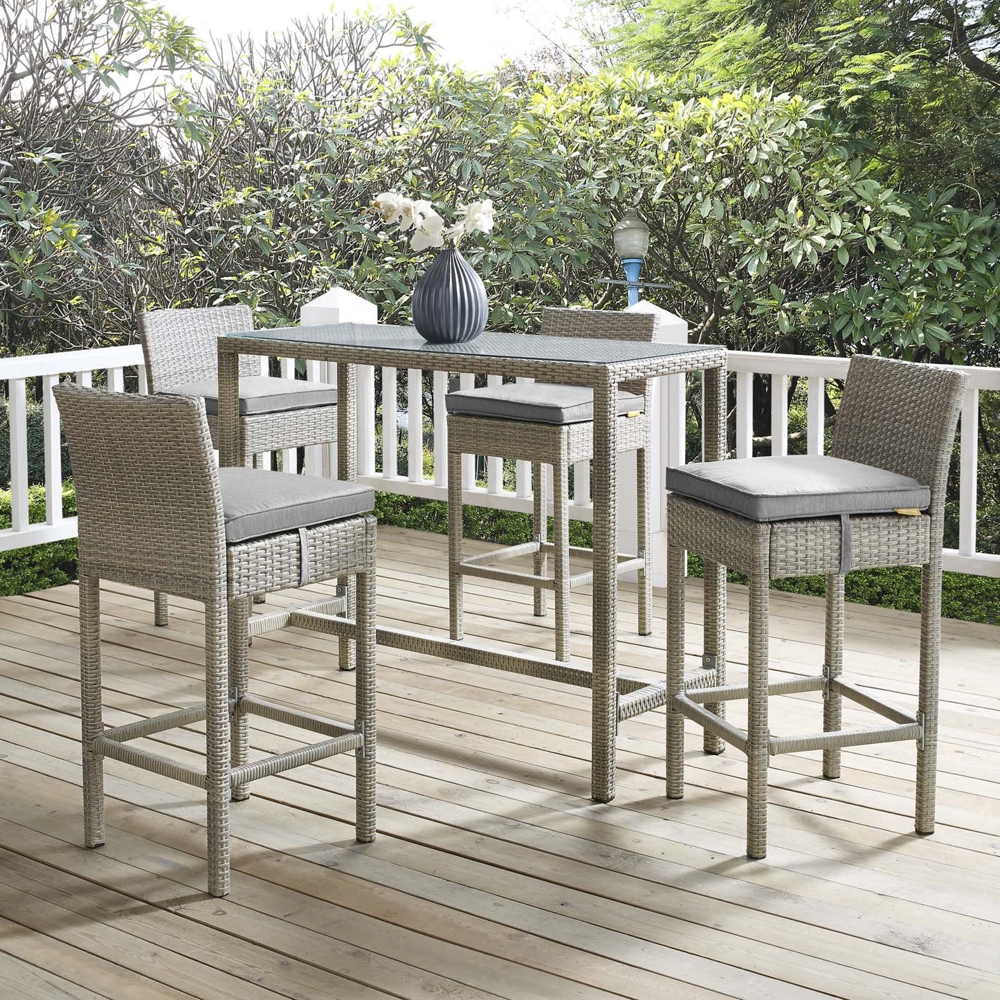 Modway Conduit 5 Piece Outdoor Patio Wicker Rattan Set