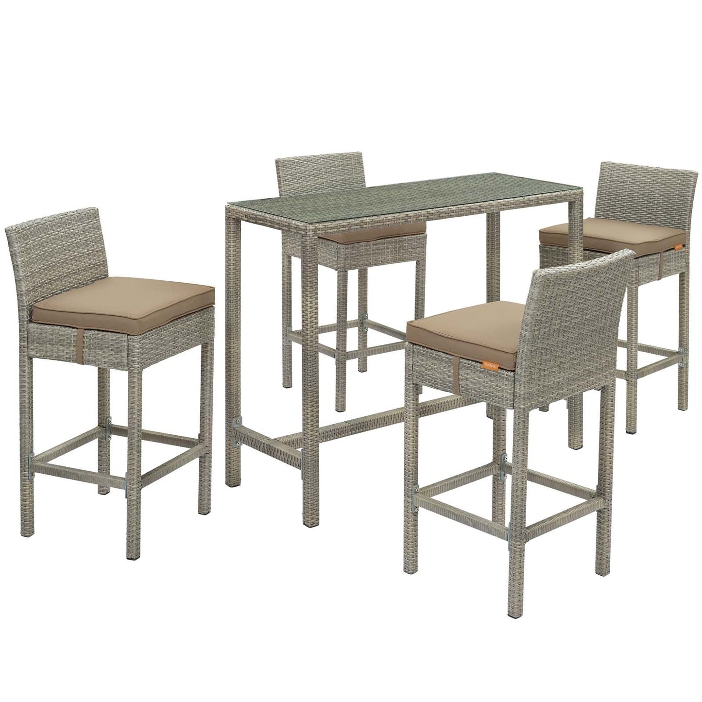 Modway Conduit 5 Piece Outdoor Patio Wicker Rattan Set