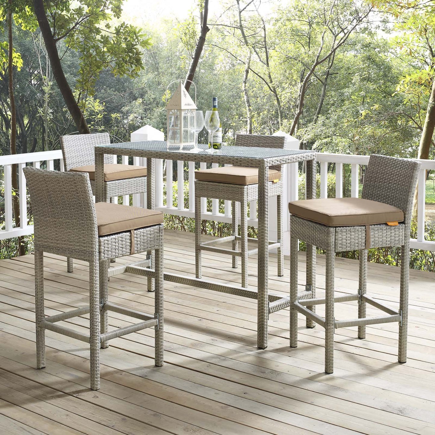Modway Conduit 5 Piece Outdoor Patio Wicker Rattan Set
