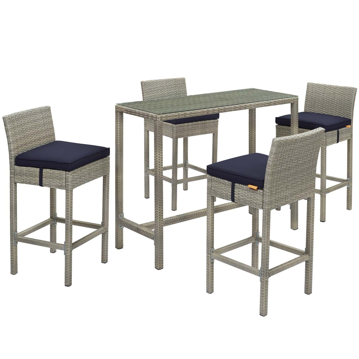 Modway Conduit 5 Piece Outdoor Patio Wicker Rattan Set