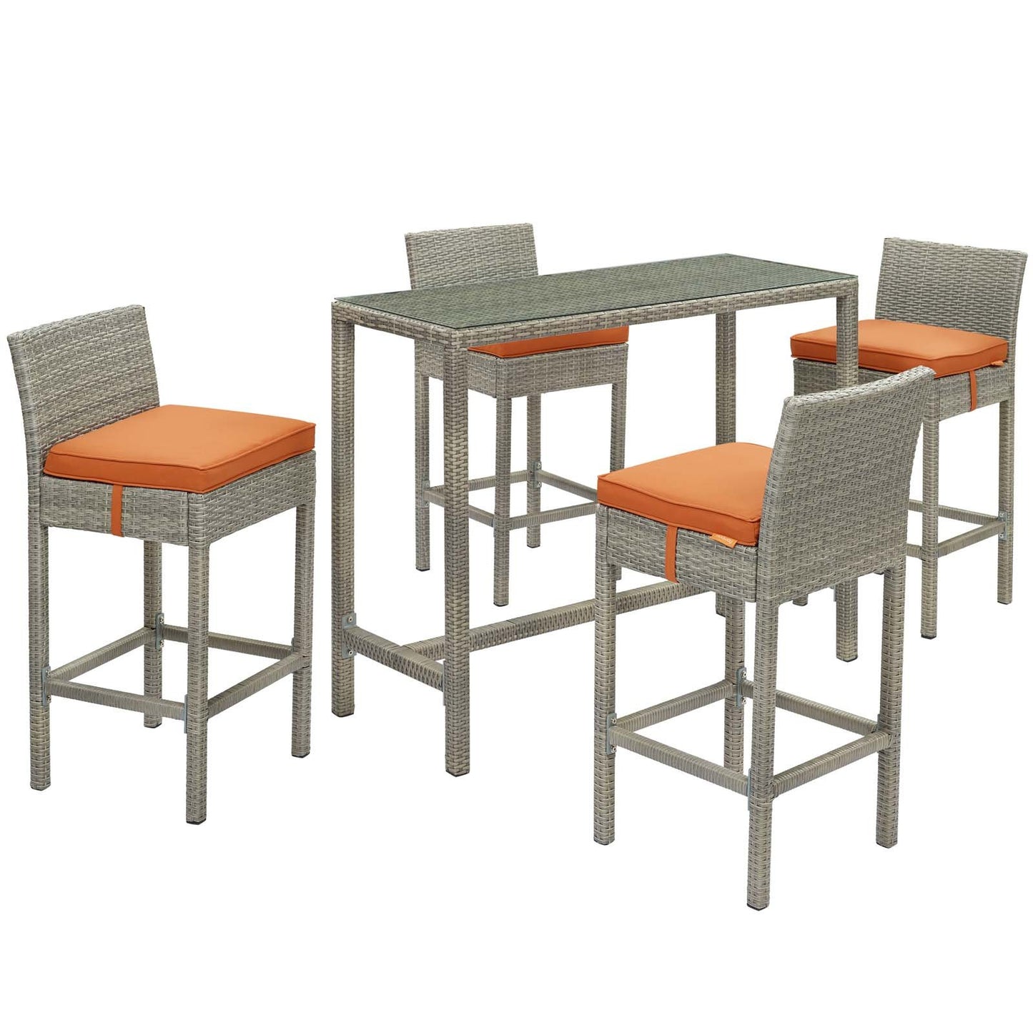 Modway Conduit 5 Piece Outdoor Patio Wicker Rattan Set