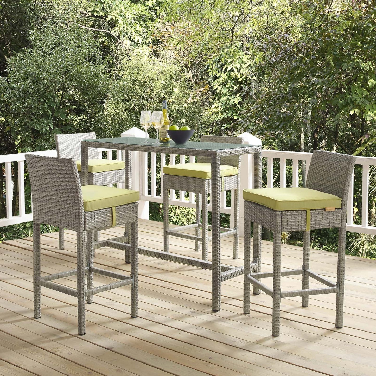 Modway Conduit 5 Piece Outdoor Patio Wicker Rattan Set