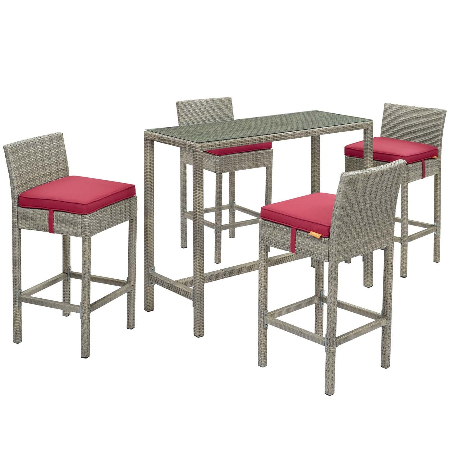Modway Conduit 5 Piece Outdoor Patio Wicker Rattan Set