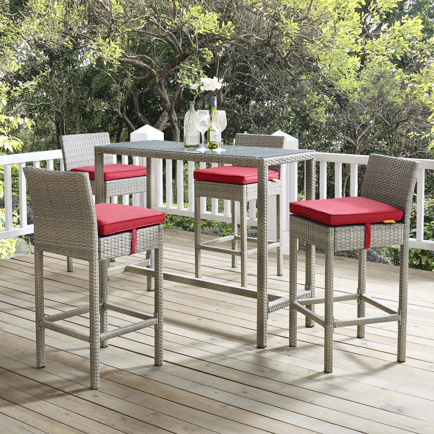 Modway Conduit 5 Piece Outdoor Patio Wicker Rattan Set