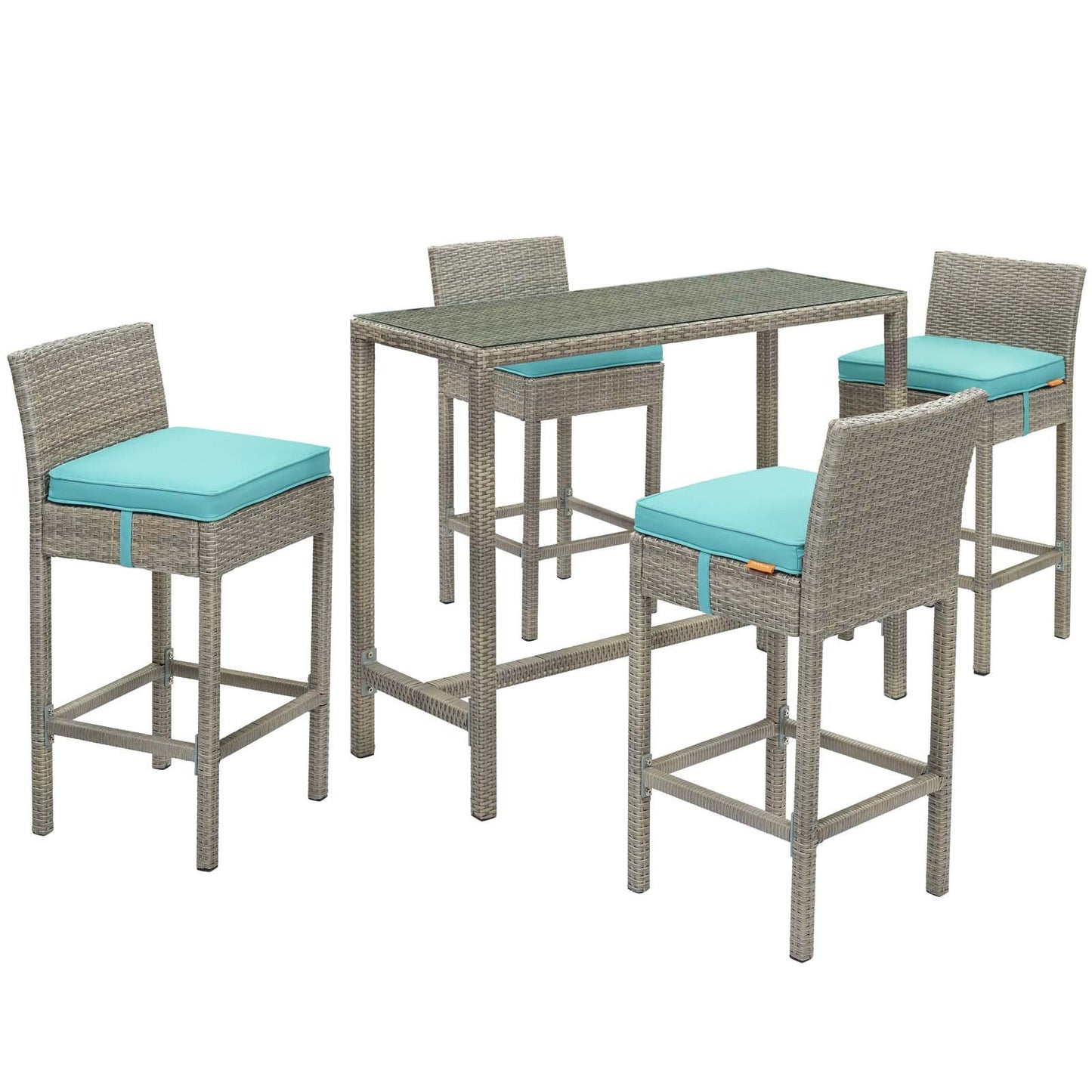 Modway Conduit 5 Piece Outdoor Patio Wicker Rattan Set