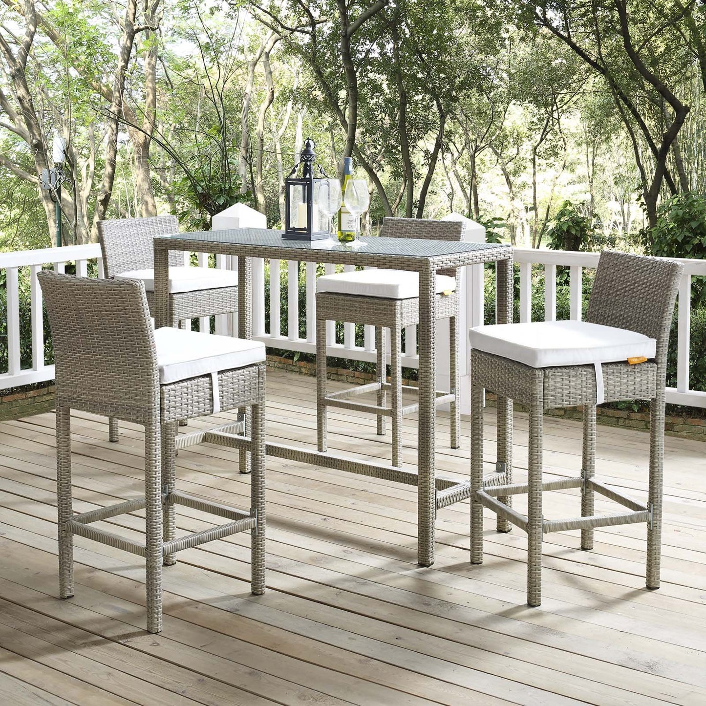 Modway Conduit 5 Piece Outdoor Patio Wicker Rattan Set