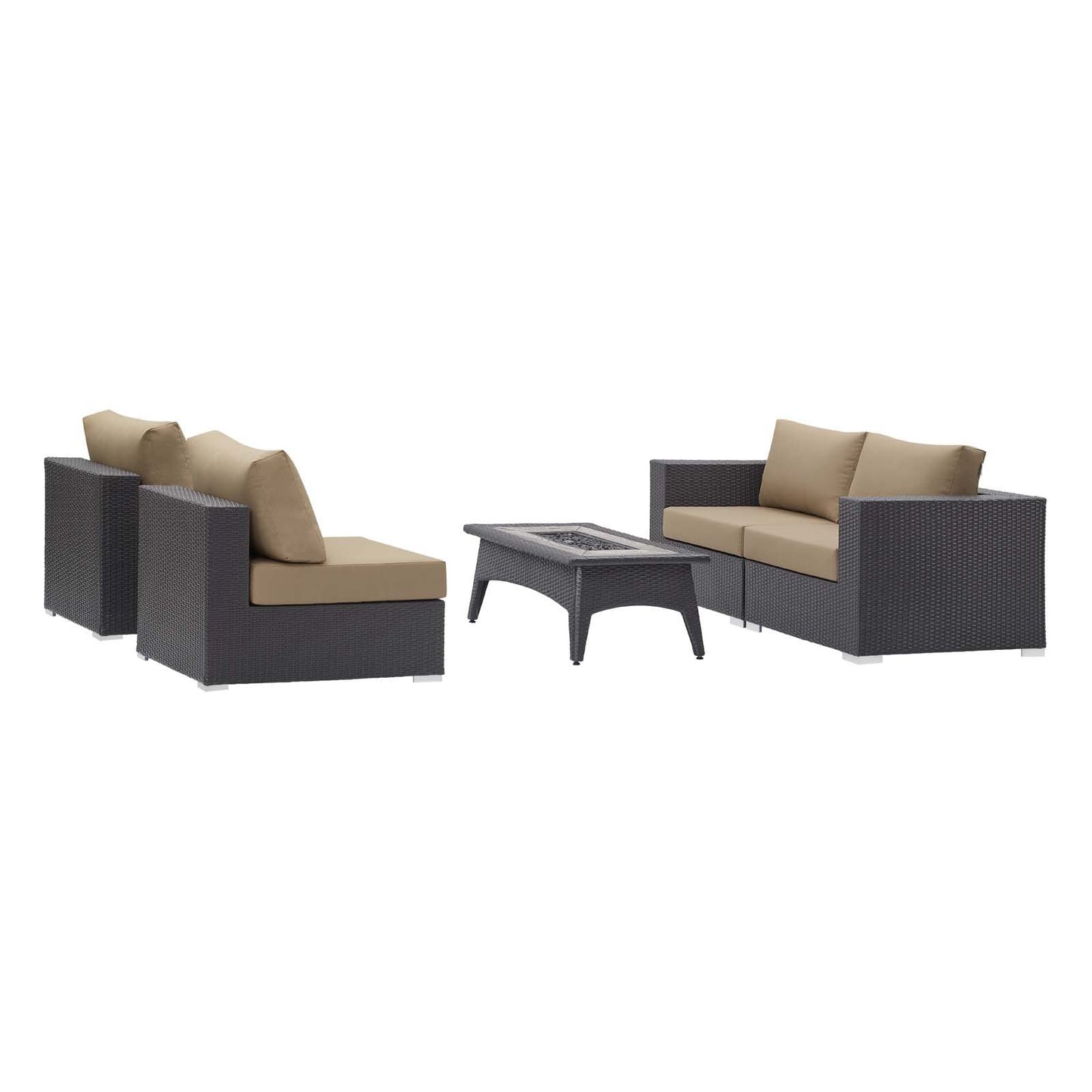 Modway Convene 5 Piece Set Outdoor Patio with Fire Pit