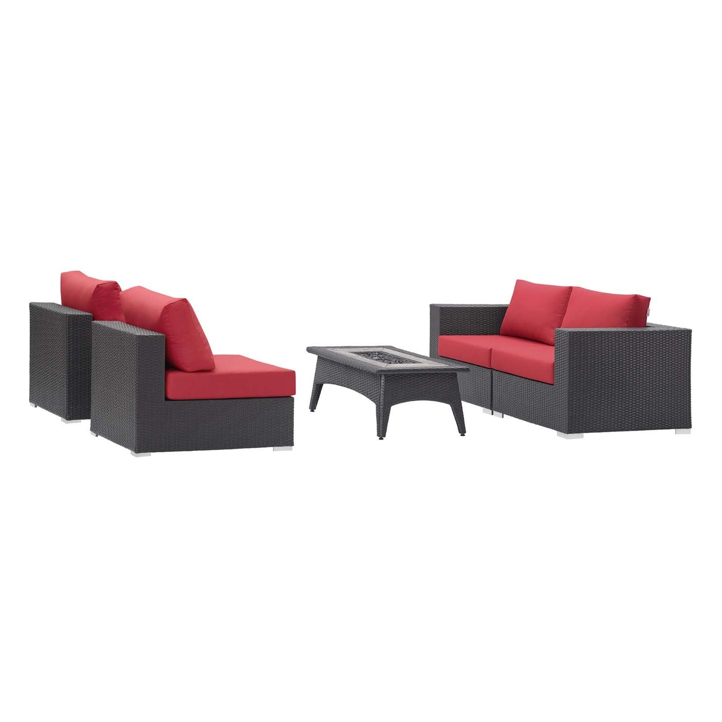 Modway Convene 5 Piece Set Outdoor Patio with Fire Pit