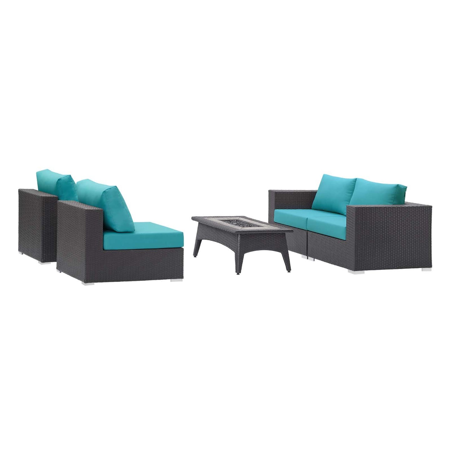 Modway Convene 5 Piece Set Outdoor Patio with Fire Pit