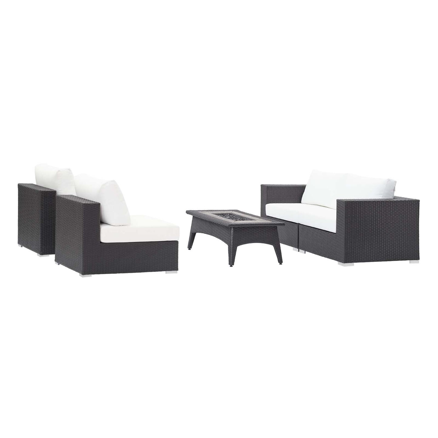 Modway Convene 5 Piece Set Outdoor Patio with Fire Pit