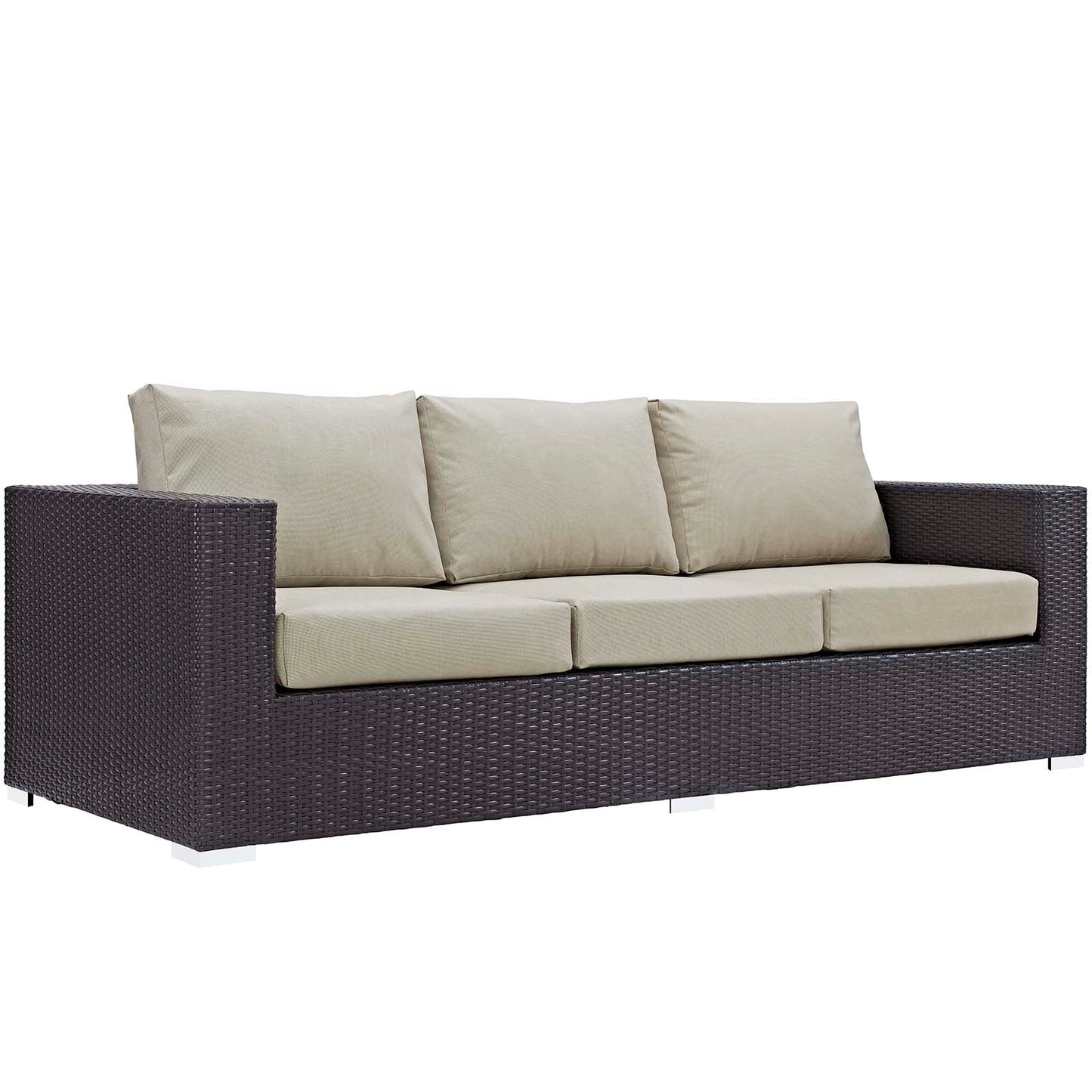 Modway Convene 3 Piece Set Outdoor Patio with Fire Pit | Outdoor Sofas, Loveseats & Sectionals | 