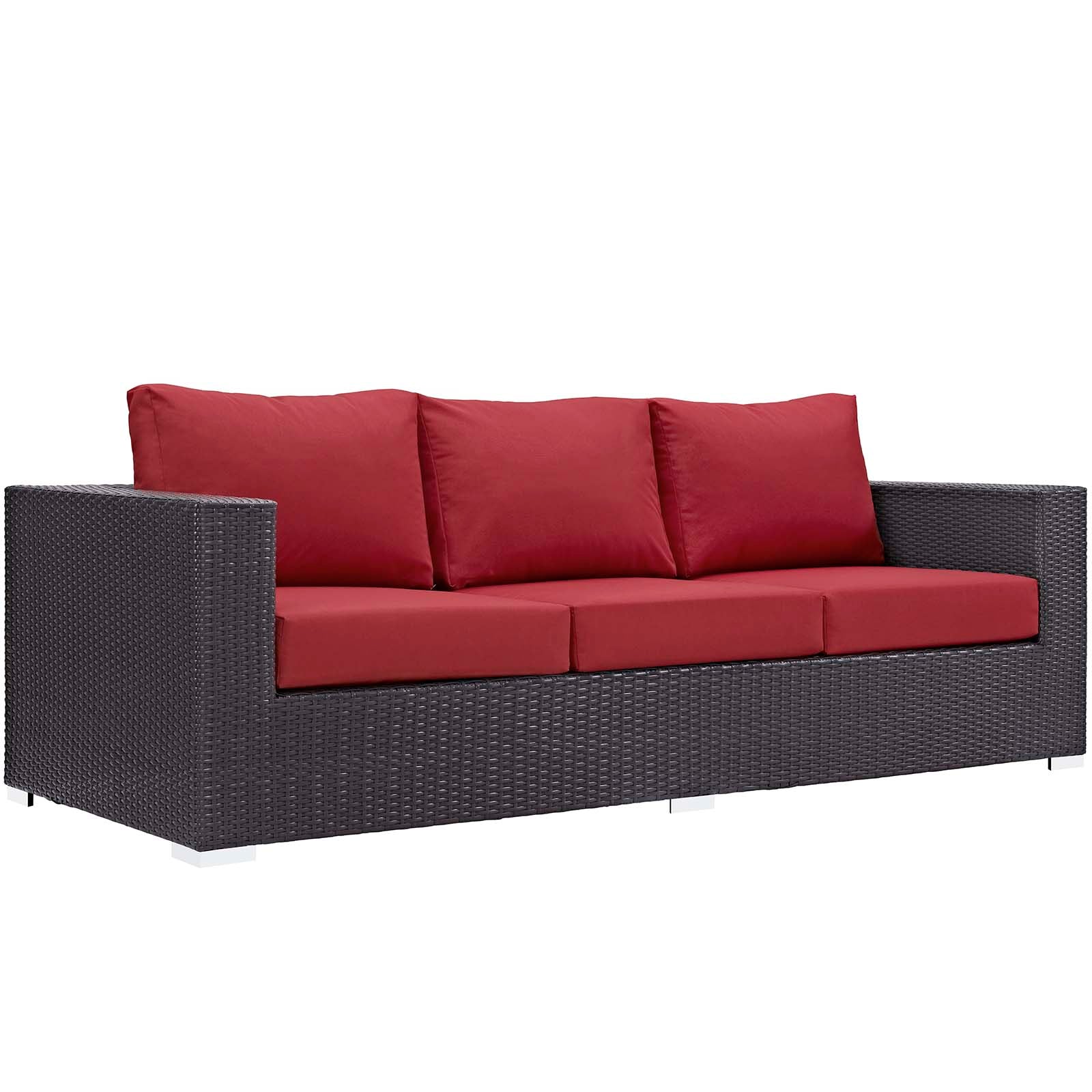 Modway Convene 3 Piece Set Outdoor Patio with Fire Pit | Outdoor Sofas, Loveseats & Sectionals | 