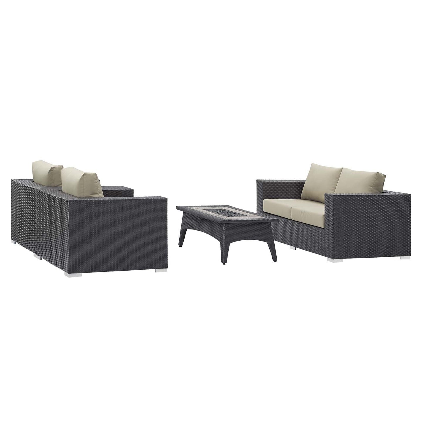 Modway Convene 4 Piece Set Outdoor Patio with Fire Pit