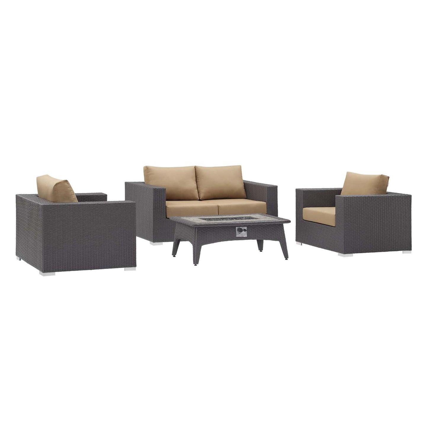 Modway Convene 4 Piece Set Outdoor Patio with Fire Pit