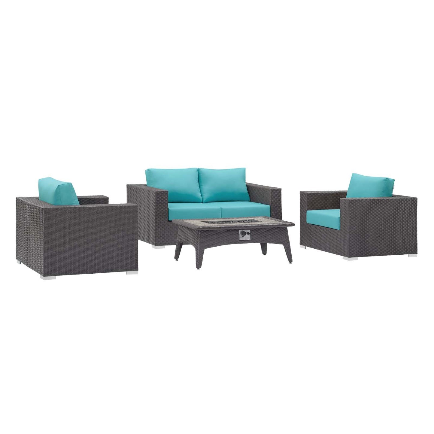 Modway Convene 4 Piece Set Outdoor Patio with Fire Pit